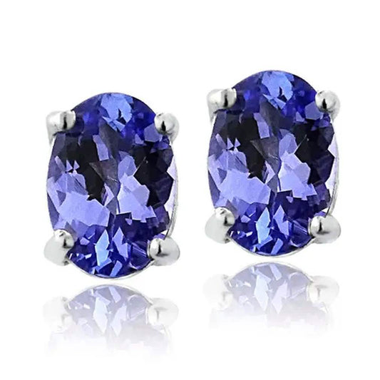 Genuine Tanzanite Round or Oval Shaped Studs Otarealm