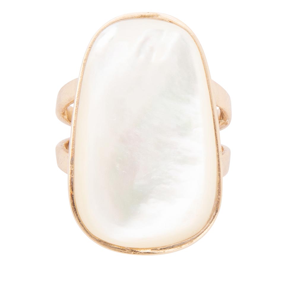 High Class White Mother of Pearl Golden Ring Otarealm