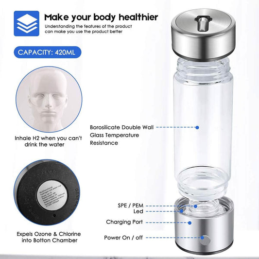 Hydrogen Water Bottle Generator with Inhaler Adapter Otarealm