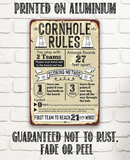 Cornhole Rules - Metal Sign