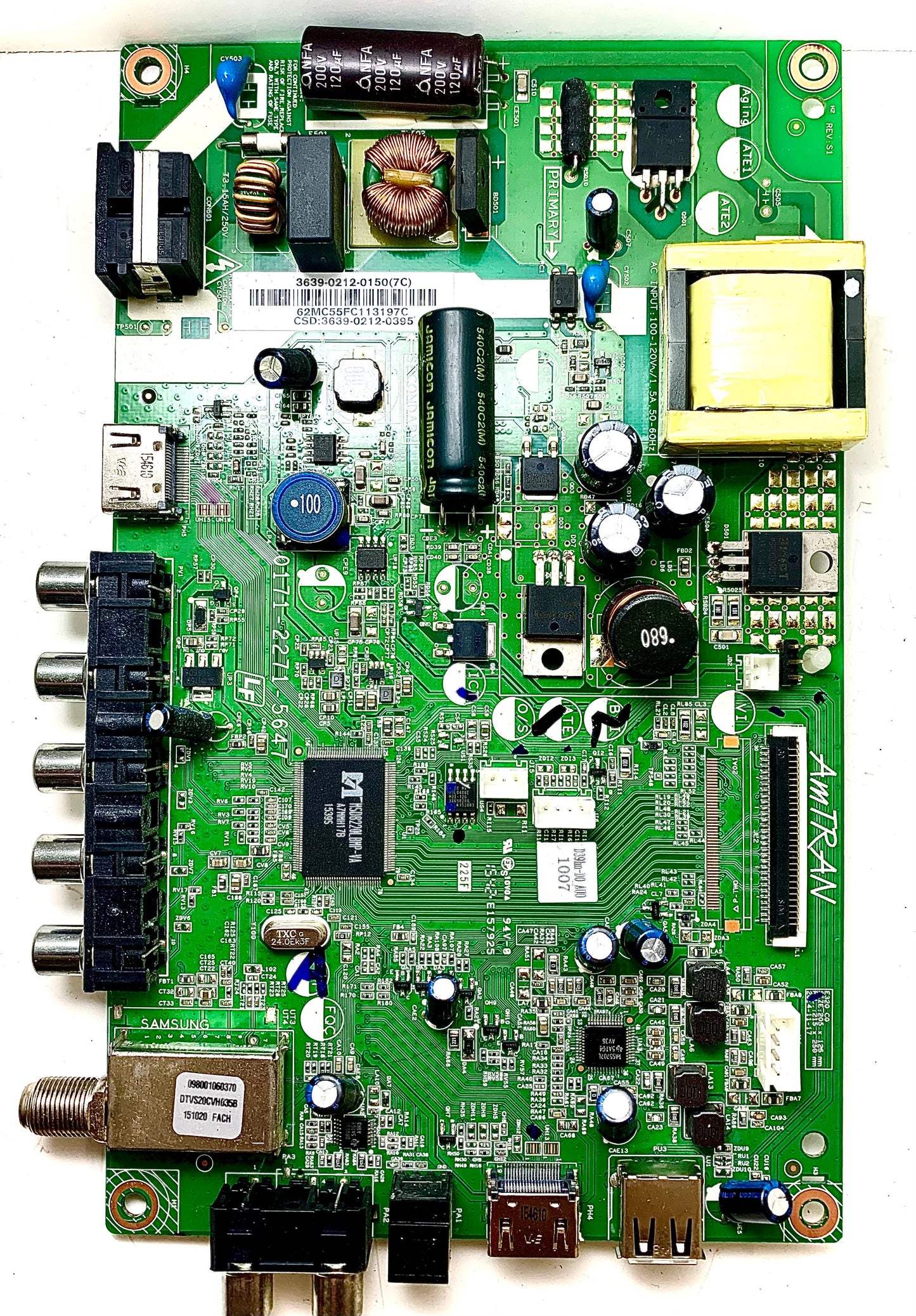 Vizio 3639-0212-0395 Main Board / PSU for D39HN-D0 (LAUAUABS / LAUAUABR Serial) Otarealm