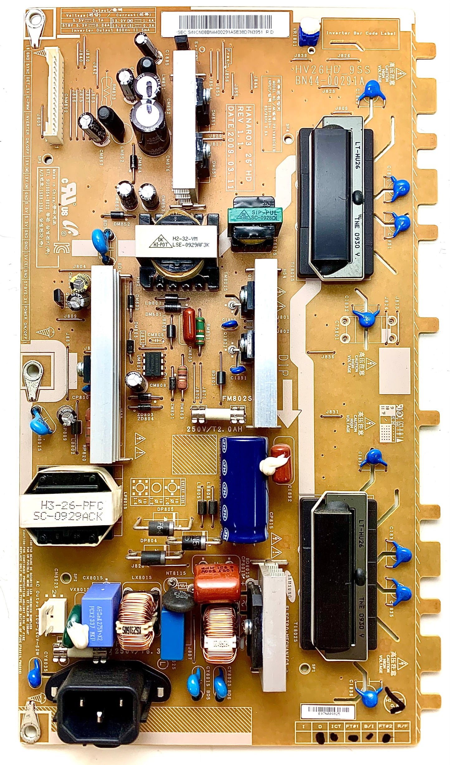 Samsung BN44-00291A (PSIV840C01B, HV26HD_9SS) Power Supply / Backlight Inverter Otarealm