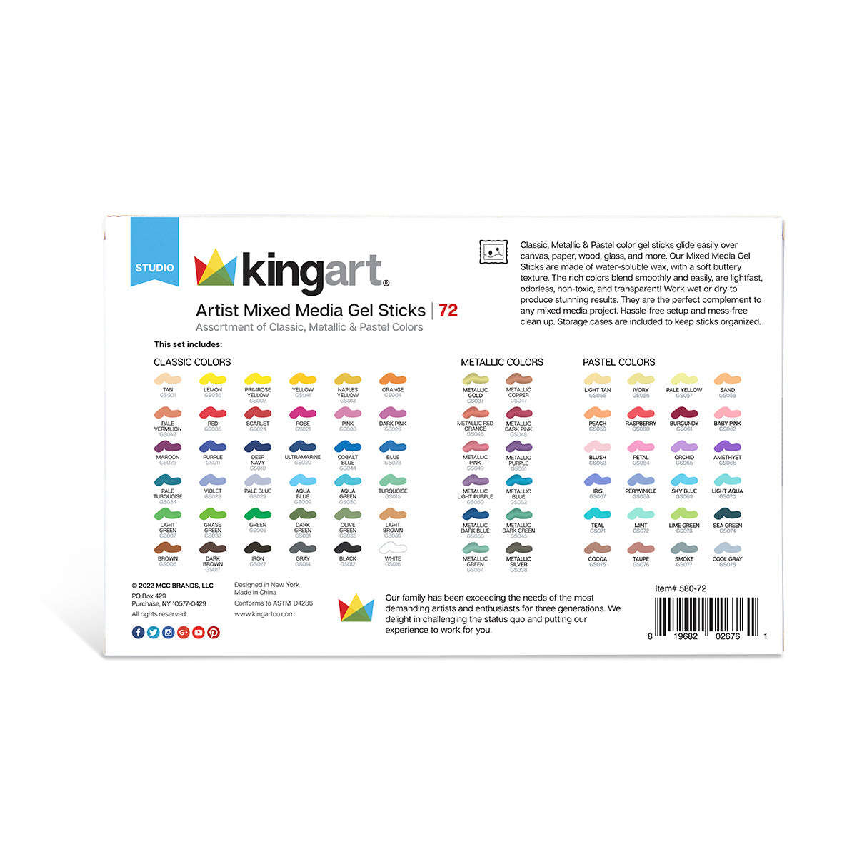 Mixed Media Gel Stick Crayons - 72 Colors Otarealm