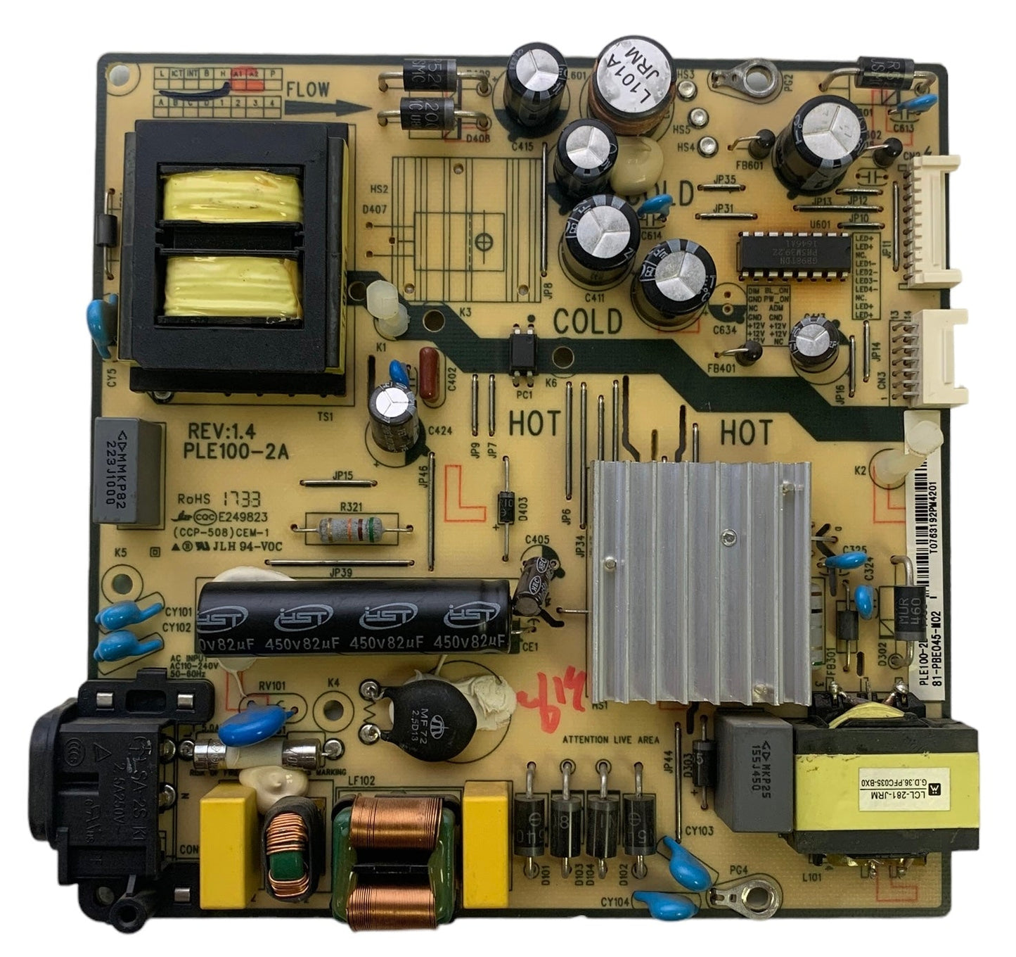 TCL 81-PBE045-M02 (PLE100-2B, PLE100-2A) Power Supply for 43S405TDAA Otarealm