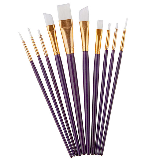 Studio White Nylon Brush Set - Acrylic & Watercolor - 10 pc Otarealm