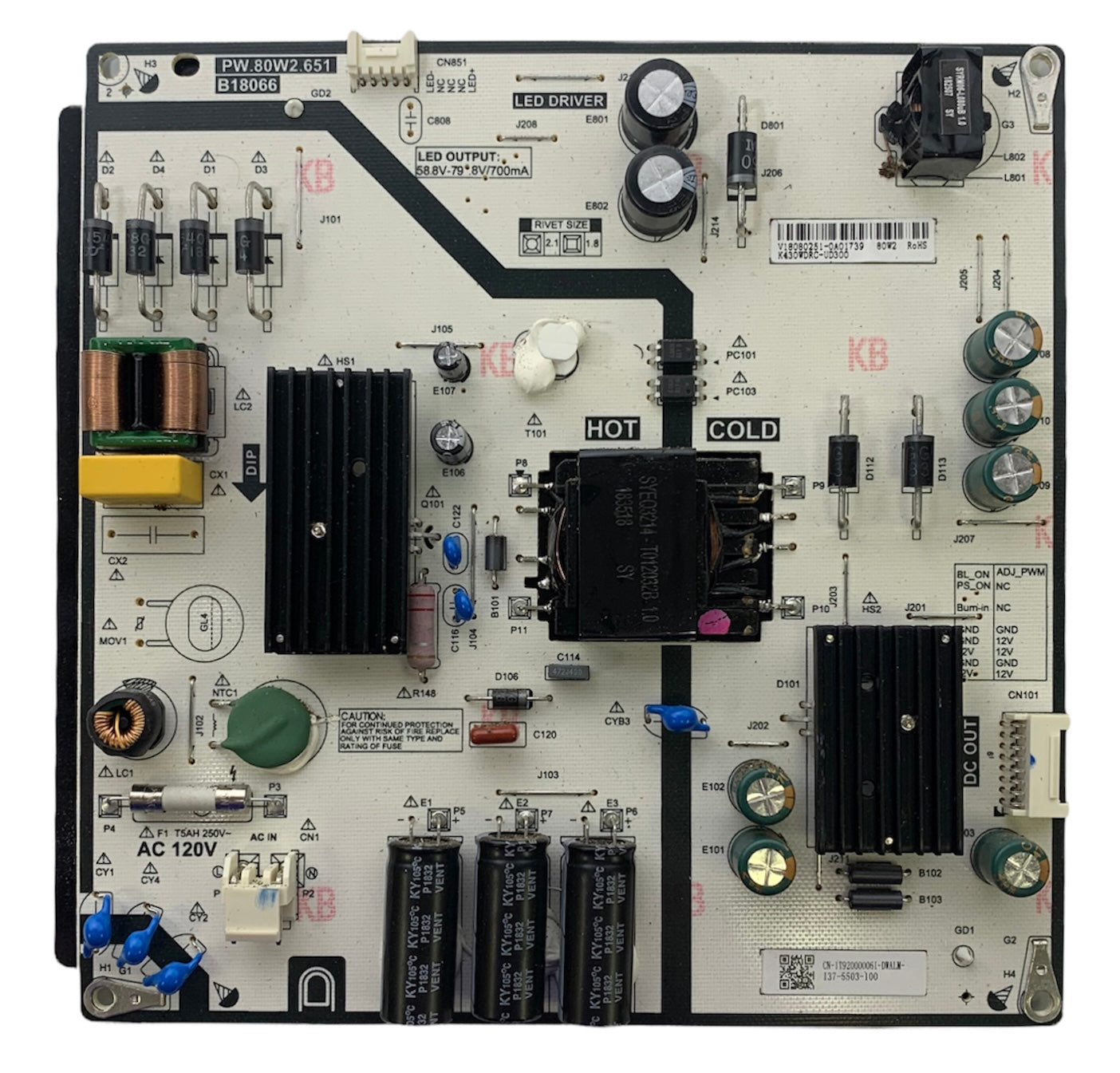 Toshiba 1T92000006I Power Supply / LED Board Otarealm