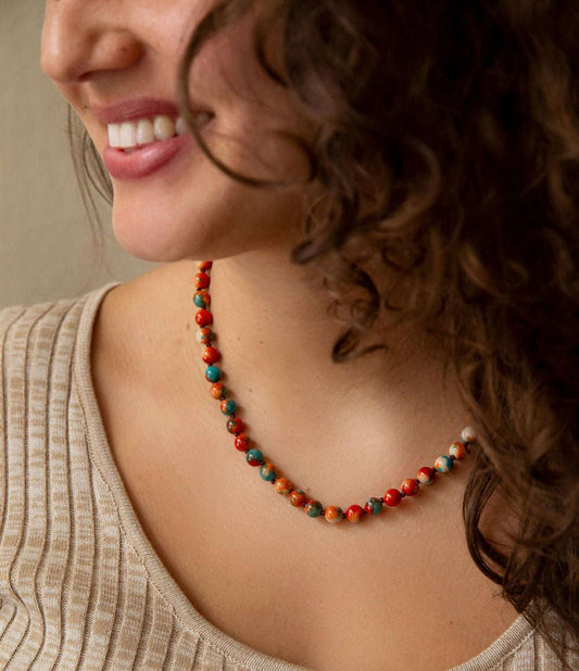 Immeasurable Multicolor Ocean Jade Golden Wrap Necklace Otarealm