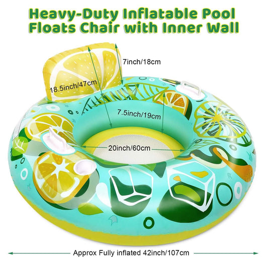 Inflatable Lounger Pool Float with Rubber Handle and Drink Holder Otarealm
