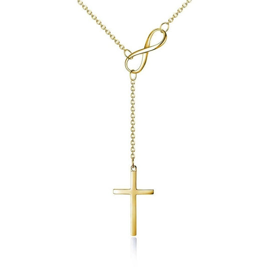 Italian Sterling Silver Infinity Cross Lariat Necklace Otarealm