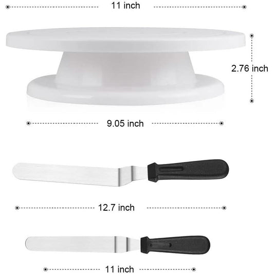 Kootek 11 Inch Rotating Cake Turntable with 2 Icing Spatula and 3 Icing Smoother Otarealm