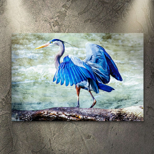 Beach Blue Heron Canvas Wall Art II Otarealm