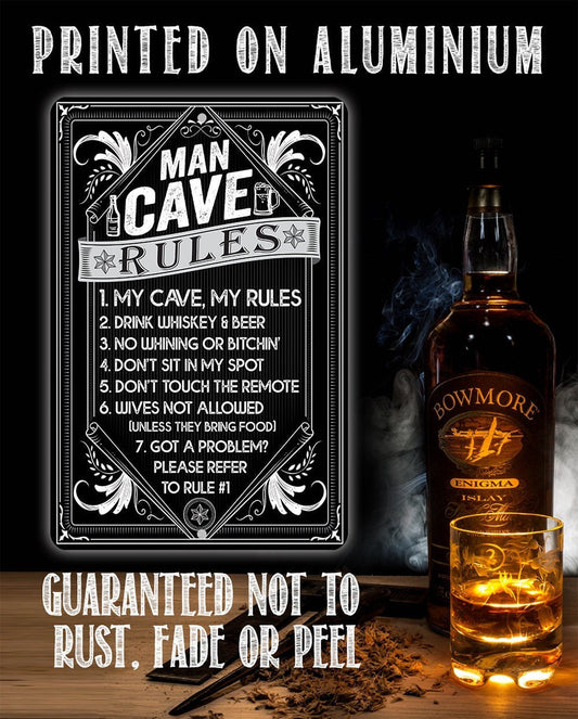 Man Cave Rules - Metal Sign