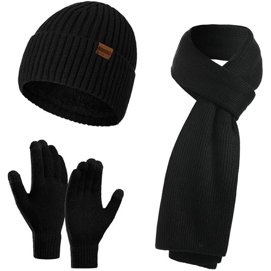 Men's Scaves and Beanie Hat Themal Gloves Set