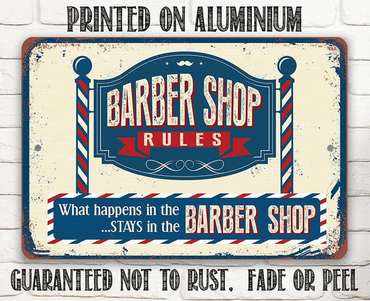 Barber Shop Rules - Metal Sign