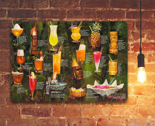 Colorful Vintage Tiki Menu - Metal Sign