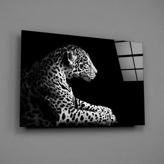 Resting Leopard Side Profile Glass Wall Art