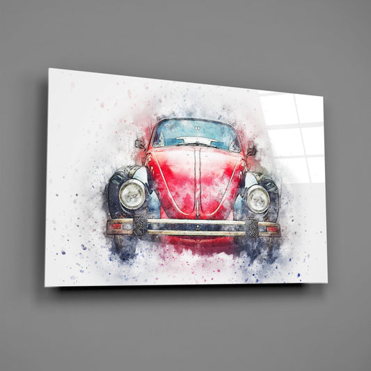 Retro Bubble Car Glass Wall Art