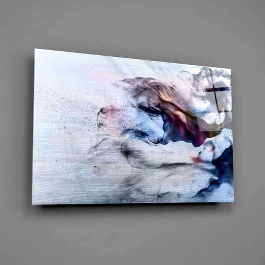 Pastel Ink Drift On Gray Glass Wall Art