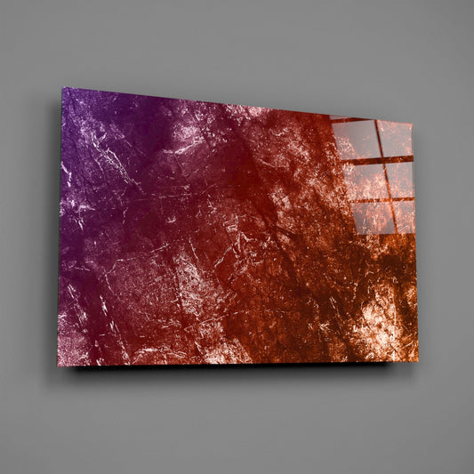 Purple To Orange Fiery Grunge Abstract Glass Wall Art