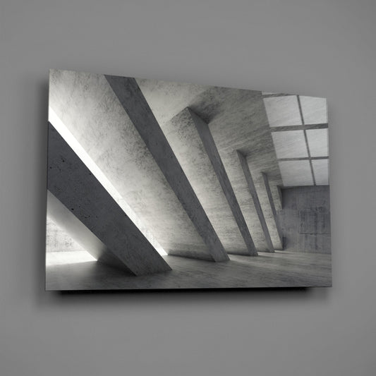 Slanted Concrete Columns Interior Glass Wall Art