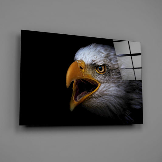 Screaming Bald Eagle Glass Wall Art