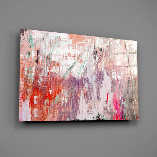 Coral Pink Textured Palette Glass Wall Art