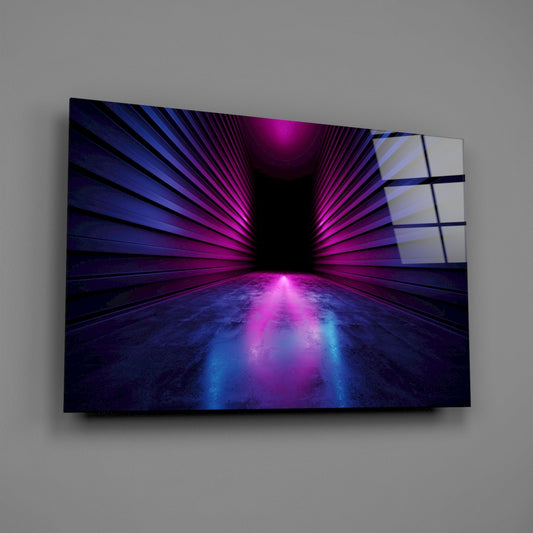 Purple Radial Light Tunnel Glass Wall Art