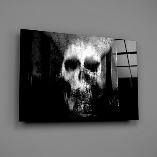 Grunge Ghostly Faded Skull Glass Wall Art