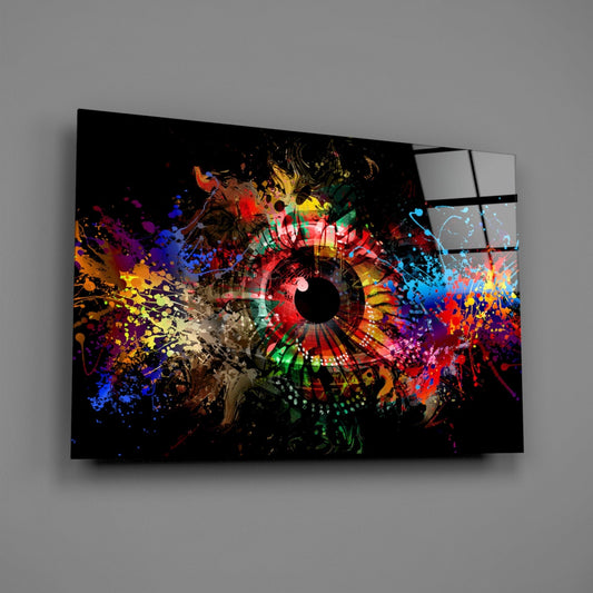 Splatter Paint Eye Explosion Glass Wall Art
