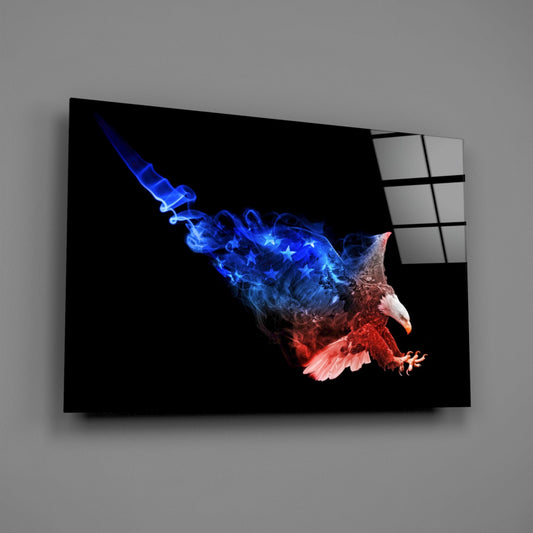 American Flag Smoke Eagle Glass Wall Art