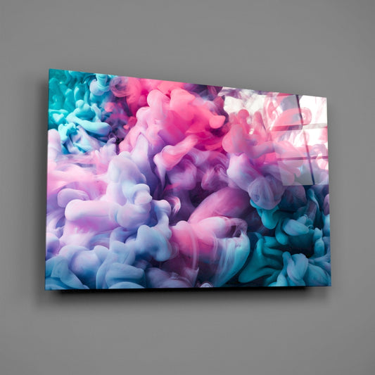 Pink and Teal Ink Cloud Billow Glass Wall Art