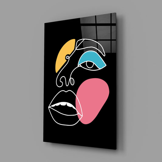 Pink Blob Closed Lips One Line Face Glass Wall Art