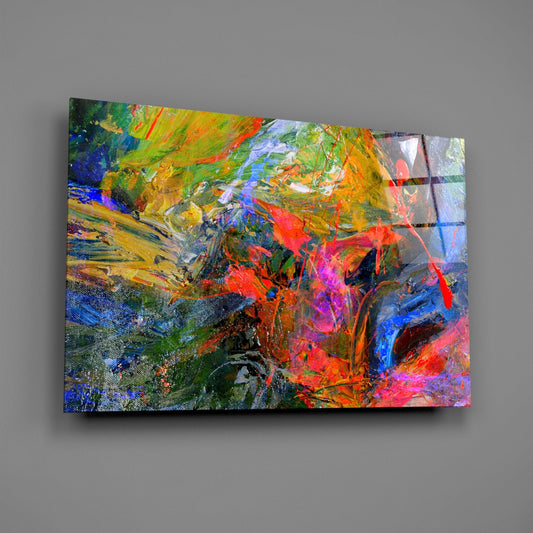 Bold Palette Knife Color Splash Glass Wall Art