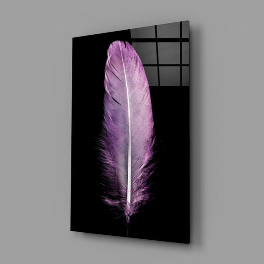 Soft Lilac Quill Feather Glass Wall Art