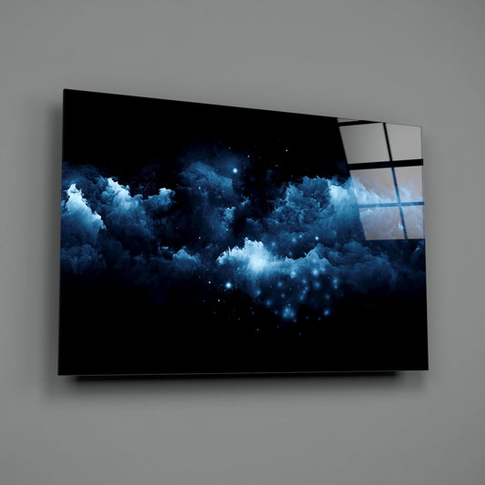 Blue Cloud Nebula Glass Wall Art