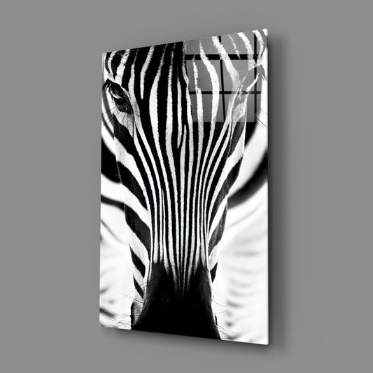 Symmetric Zebra Face Glass Wall Art