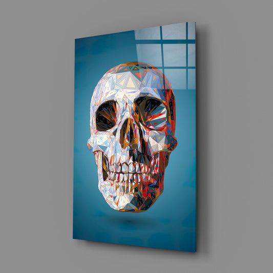 Geometric Crystal Low Poly Skull Glass Wall Art