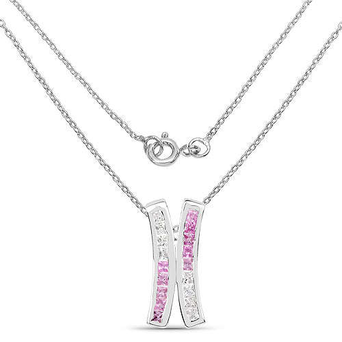 1.08 Carat Genuine Pink Sapphire and White Sapphire .925 Sterling Silver Pendant Otarealm