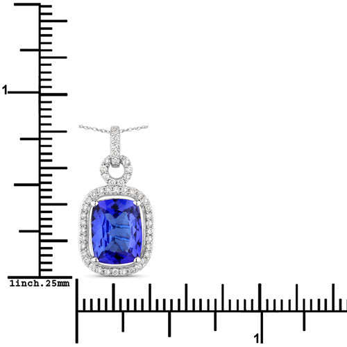 2.25 Carat Genuine Tanzanite and White Diamond 14K White Gold Pendant Otarealm