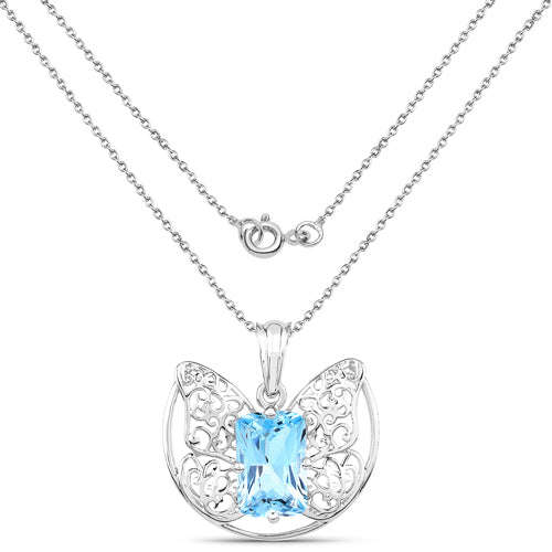 11.10 Carat Genuine Swiss Blue Topaz .925 Sterling Silver Pendant Otarealm