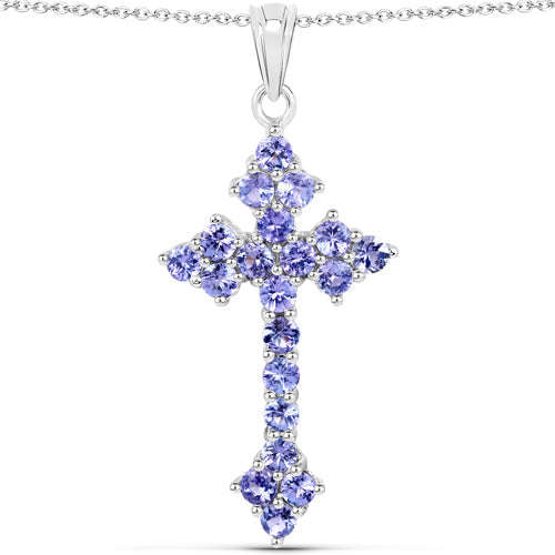 2.00 Carat Genuine Tanzanite .925 Sterling Silver Pendant Otarealm