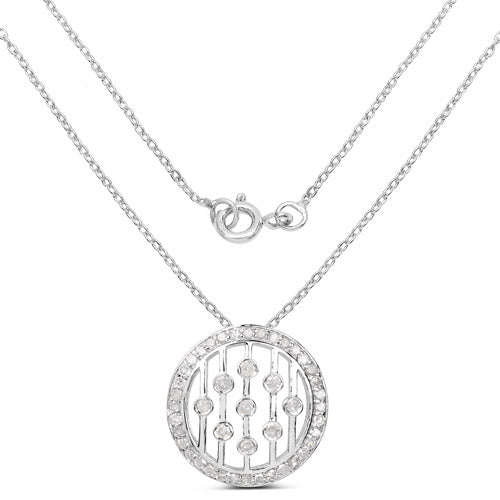 0.53 Carat Genuine White Diamond .925 Sterling Silver Pendant Otarealm