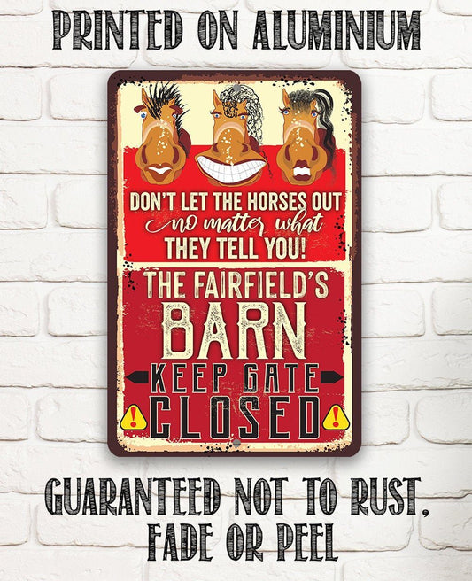 Personalized - Gate Closed Horses - Metal Sign