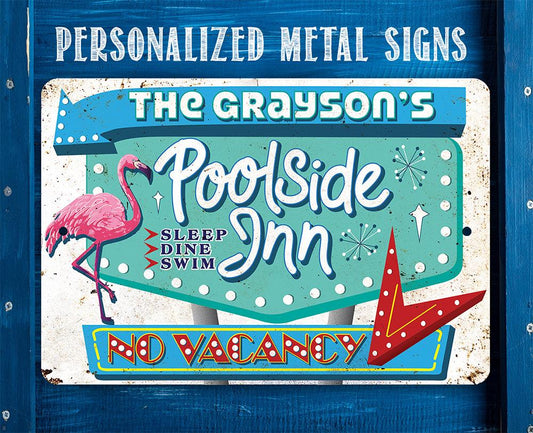Personalized - Poolside Inn - Metal Sign