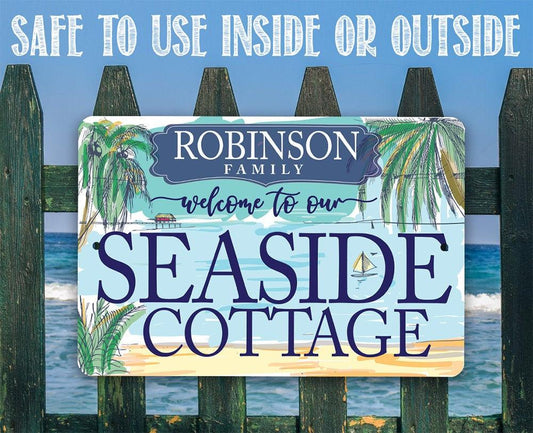 Personalized - Seaside Cottage - Metal Sign