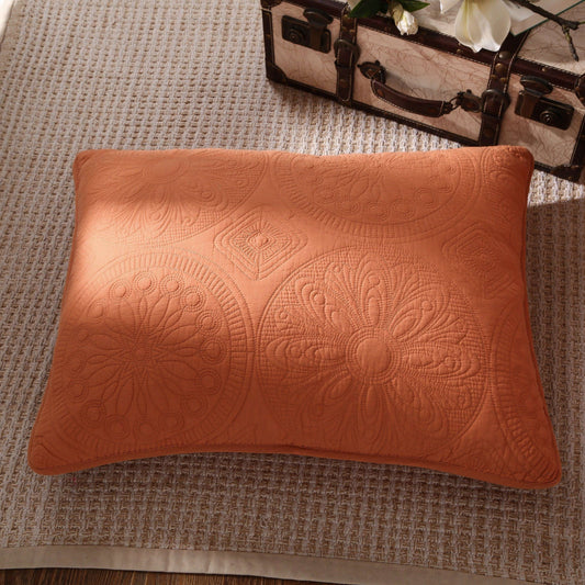Tache Cotton Stone Washed Rustic Orange Medallion Tuscany Sunrise Pillow Sham (JHW-595) Otarealm