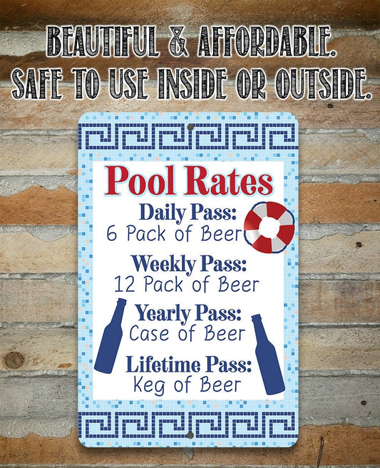 Pool Rates - Metal Sign