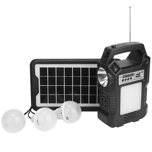 Portable Solar Power Station with Flashlight and 3 Lighting Bulbs Otarealm