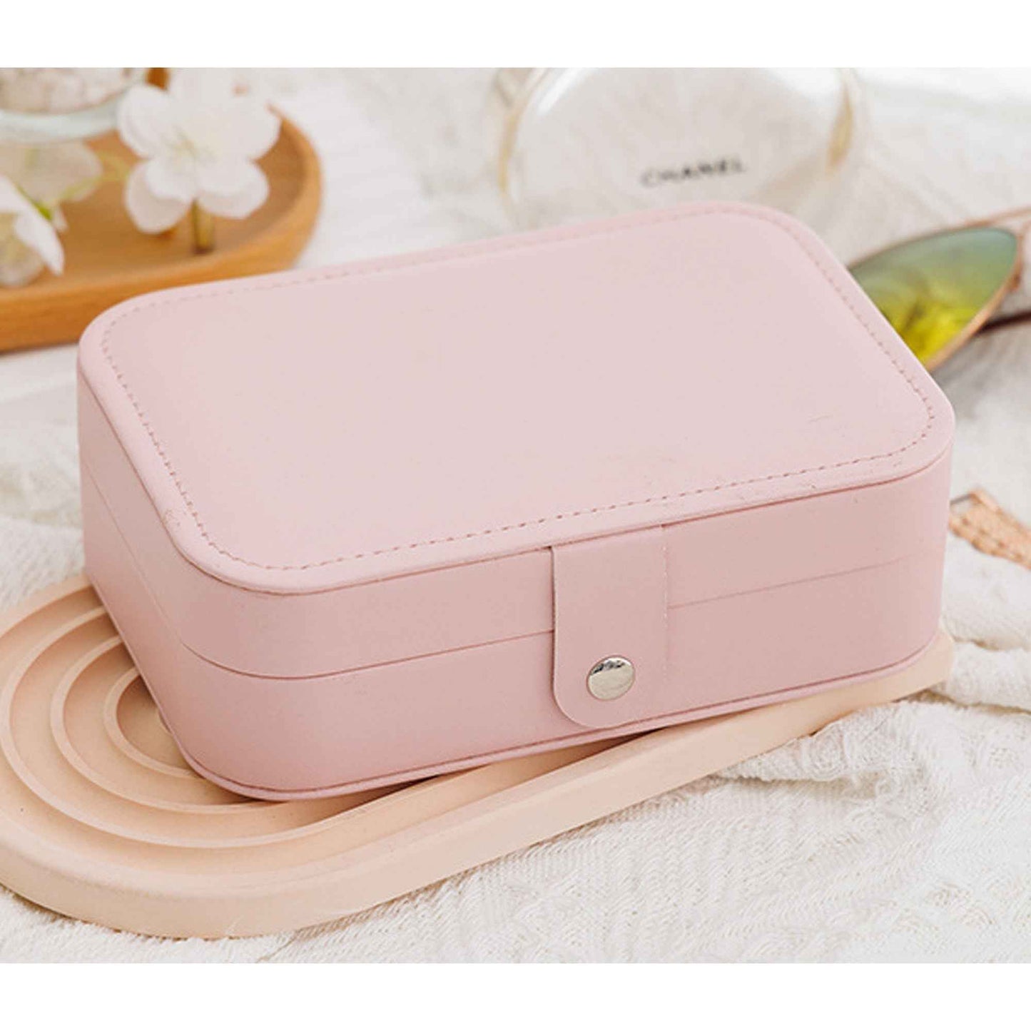 Portable Travel Jewelry Box Small PU Leather Organizer Case