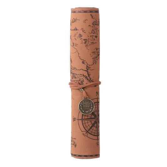PU Leather Rollup Pen Bag Vintage Creative Map Pencil Case Otarealm